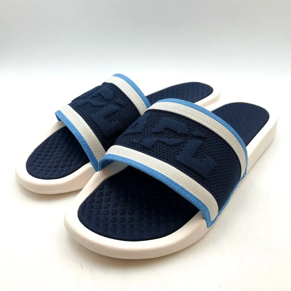 APL Mens Big Logo TechLoom Slide Sandals US 9 EU 42 White Blue Slip On NIB